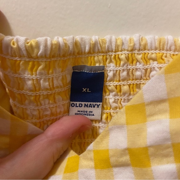 NWOT Old Navy Gingham Yellow Gold Mini Dress Puff Sleeve Womens XL - Picture 2 of 2
